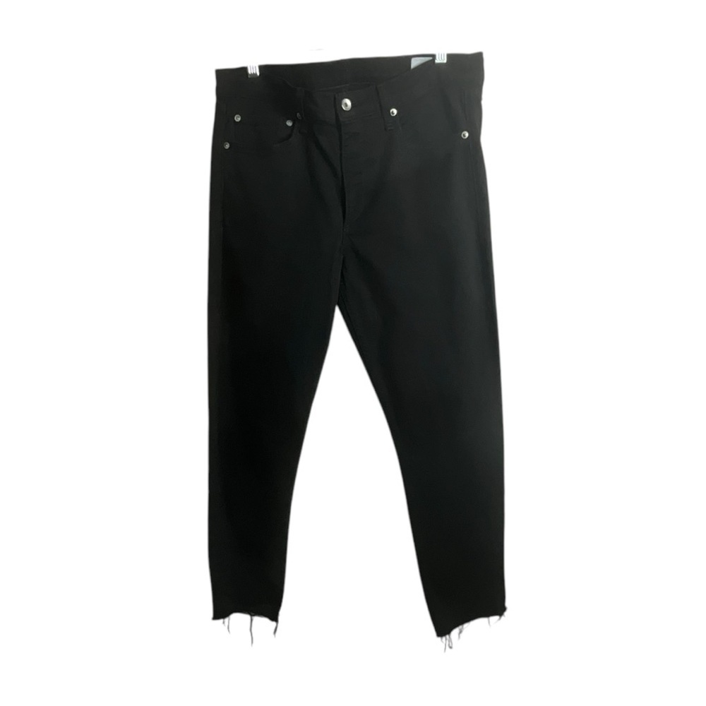 Rag & Bone Men Standard Issue Fit 1 Black Skinny Leg Button Fly Raw Hem Jeans